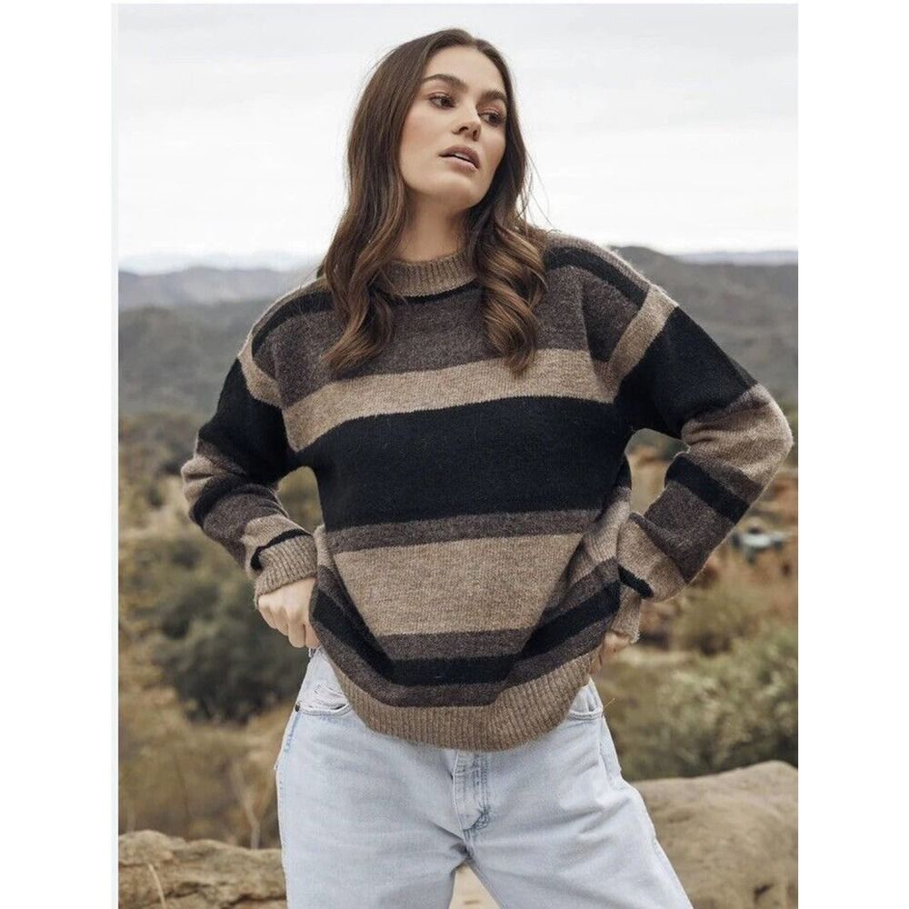 Fifteen Twenty Brown Black Sweater, XS, Fits Loose. Retails $132
